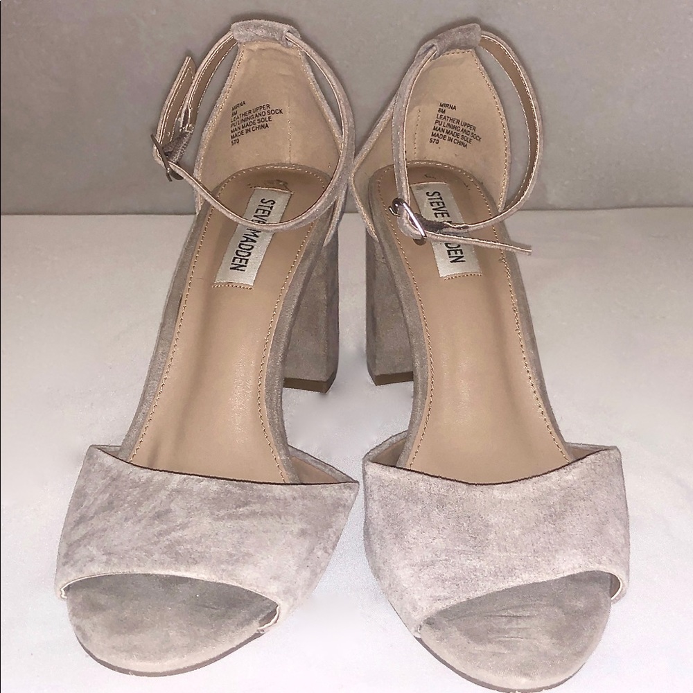Steve Madden Taupe Suede Sandal Heels